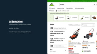 CATÉGORISATION
comprendre l’intention du client
guider le client
montrer des résultats pertinents
 