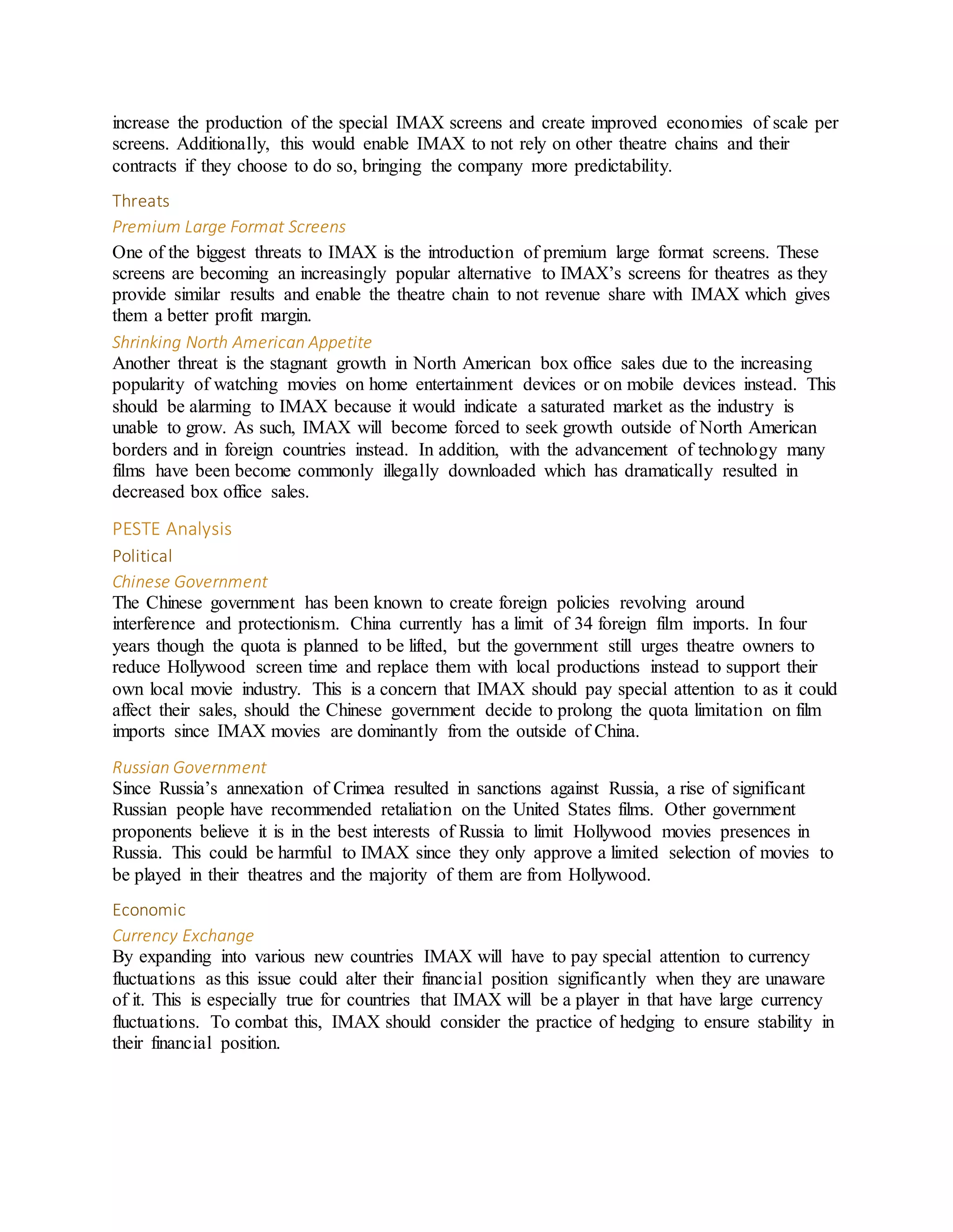 IMAX - Strategic Management Case Study | DOCX