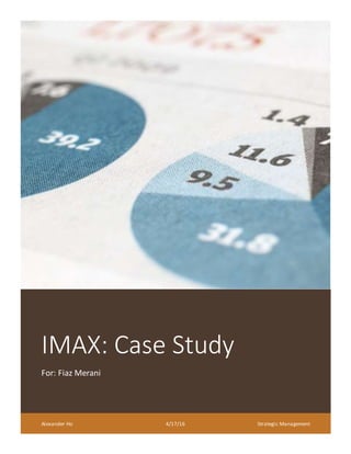 IMAX: Case Study
For: Fiaz Merani
Alexander Ho 4/17/16 Strategic Management
 