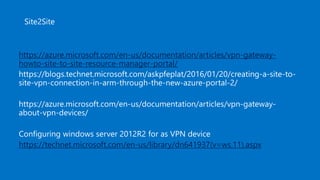 https://azure.microsoft.com/en-us/documentation/articles/vpn-gateway-
howto-site-to-site-resource-manager-portal/
https://technet.microsoft.com/en-us/library/dn641937(v=ws.11).aspx
 