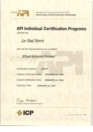 API-936 Certificate