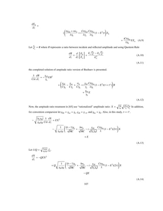 dEh
dz
i
ΠΧhh ΠΑh
ΛΓh
i
CΠΧoh
ΛΓo
CΠΧho
ΛΓh
1 E2
Τ Eh
iCΠΧho
ΛΓh
EEo (A.9)
Let
Eh
Eo
R where R represents a ratio between incident and reﬂected amplitude and using Quotient Rule
dR
dz
d
dz
Eh
Eo
Eo
dEh
dz Eh
dEo
dz
E2
o
(A.10)
(A.11)
the completed solution of ampitude ratio version of Bushuev is presented.
Λ
CΠi
dR
dz
Χoh
Γo
ER2
Χhh
CΓh
Χoo
CΓo
Αh
CΓh
i
Χoh
Γo
CΠΧho
ΛΓh
1 E2
Τ Τ R
Χho
Γh
E
(A.12)
Now, the ampitude ratio treatment in [65] use “rationalized” amplitude ratio: X
ΧH
ΧH
ΓH
Γo
EH
Eo
In addition,
for convention comparsion let Χhh Χoo Χo, Χoh Χ h, and Χho Χh. Also, in this study, Τ Τ ,
ΓoΓH
ΧHΧH
Λ
CΠi
dX
dz
EX2
1
ΧHΧH
b 1 Χo
bC
bΑh
bC
i
Χoh
ΓoΓH
CΠΧho
Λ
1 E2
2Τ X
E
(A.13)
Let 1/Q
ΓoΓh
ΧH ΧH
Λ
CΠi .
dX
dz
QEX2
Q
1
ΧHΧH
b 1 Χo
bC
bΑh
bC
i
Χoh
ΓoΓH
CΠΧho
Λ
1 E2
2Τ X
QE
(A.14)
107
 