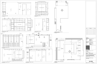 A-2045 3
4
2
3'-0"3'-0"1'-6"1'-43/4"
S/D
C1
P-2
P-2
SLIDE
3
S/D
P-2
P-2
P-2
7"6'-63/4"2'-4"
ATUO ROLLER SHADE POCKET BEYOND
PTAC UNIT
EXISTING SLIDING WINDOW
2' - 6" 3' - 5" 2' - 6"
CW-1 CW-1
CW-1
CW-1 CW-1
P-2
P-2
WB-1
8' - 8" 8' - 3" 4' - 4"
1'-7"1'-5"1'-63/4"1'-63/4"1'-81/2"
SLIDE
60" FLAT SCREEN TV
2
3' - 6 3/4"
P-2P-2
P-2
P-2
CW-5
CW-5
CT-5
PTAC
UNIT
CT-5
L-R2L-R2L-R2
CW-5
CW-5
A-204
7
8
9
10
14'-3"1'-0"
4'-23/4"1'-0"6'-6"1'-0"2'-6"
8' - 6" 3' - 0"
5'-23/4"6'-6"
A-5067
A-506 6
4
A-507
EXG SLIDING WINDOW
L-TL1
L-WM6 L-WM6
BED FRAME
BY OWNER
P-3
P-3
MASTER
CLOSET
P-3
A-506
5
A-507
4
OPP
L-R5 L-R5
L-S1
SLIDESLIDE
S/D L-WM5
4 5
P-3
P-3
L-TL1
P-3
ACCESS TO
W/D SHUTOFFS
MASTER
CLOSET
L-R5 L-R5
L-S1
A-507
4
TYP
A-507
4
TYP
A-507
4
OPP
S/D
C4C4C4
P-3
L-S1 L-S1 L-S1
P-3 P-3 P-3
EXISTING SLIDING WINDOW
L-TL1
EXISTING FLUE & COVER
L-TL1
P-3
P-3
P-3
WB-1
UPHOLSTERED CUSION
PTAC UNIT
CW-3
Scale:
Consultant
Contact
Address
Phone
e-mail
ARCHITCTS PLLC
648 Broadway / Suite 402, New York, NY 10012
T.212.254.5210
F.212.254.4523
www.wilkinsonarchitects.com
New York: Registered Architect 027917-1
Pennsylvania: Registered Architect 402561
National Council of Architectural Registration Board #52853
DOB Barcode
ATOZ Consulting Engineers, PC
Ilya Malyuchenko, P.E.
363 7th Avenue
3rd Floor
New York, NY 10001
212.929.2491
Ilya@atozengineers.com
Consultant
Contact
Address
Phone
e-mail
NYC Building Restoration
Robert M. Hanna, P.E.
9011 Northern Boulevard
Suite 307
Jackson Heights, NY 11372
646-522-0589
rhanna@engineer.com
MECHANICAL
STRUCTURAL
1/2" = 1'-0"
A-204
BEDROOM ENLARGED PLANS &
ELEVATIONS
ELAM RESIDENCE
300 EAST 74TH STREET PENTHOUSE-F/36TH FLOOR
NEW YORK, NY 10021
04/03/2015
1/2" = 1'-0"
1
Penthouse F - 36th Floor - Main Level
Bedroom Enlarged Plan
1/2" = 1'-0"
4
Bedroom Elevation - South
1/2" = 1'-0"
3
Bedroom Elevation - East
1/2" = 1'-0"
2
Bedroom Elevation - North
1/2" = 1'-0"
5
Bedroom Elevation - West
1/2" = 1'-0"
6
Penthouse F - Upper Level Master Bedroom
Enlarged Plan
1/2" = 1'-0"
7
Master Bedroom Elevation - North
1/2" = 1'-0"
9
Master Bedroom Elevation - South
1/2" = 1'-0"
8
Master Bedroom Elevation - East
1/2" = 1'-0"
10
Master Bedroom Elevation - West
No. Description Date
 