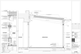 EXISTING ROOF ASSEMBLY
EXISTING SLEEPERS
EXISTING RIGID INSULATION
EXISTING PLYWOOD SUB-FLOOR
NEW BACKERBOARD
NEW STONE TILE FLOORING
EXISTING CMU KNEE WALL
MODIFIED IN HEIGHT
EXISTING ROOF MEMBRANE
NOT TO BE DISTURBED
EXISTING PAVER SYSTEM
(NO WORK)
NEW 3/8" STEEL BEAM
INTERIOR EXTERIORGREENHOUSE
EXISTING PARAPET FLASHING CAP TO REMAIN
NEW PLUMBING RUN ABOVE
SLAB TO EXISTING RISER
CONCEALED BENEATH STEP
SOPREMA WATERPROOFING MEMBRANE
(COLOR TO BE WHITE)
6-1/2" R-30 SIP PANEL
POLYGAL "THERMOGAL"
THERMALLY INSULATED
STRUCTURAL POLYCARBONATE
PANEL (0.31 U VALUE)
NEW SKYLINE TERRACE
DOOR (OUTSWING)
3/8" STEEL BEAM
LATICRETE 9235 WATERPROOFING
MEMBRANE APPLIED IN (2) LAYERS WITH
REINFORCEMENT FLEECE IN BETWEEN
A-503
3
A-503
4
A-503
5
A-503
2
A-503
1
A-505
4
TYP
OPEN
EXISTINGOPENING
EXTENT OF EXISTING GREENHOUSE TO BE REMOVED
SILL FLASHING END DAM
AT WALL BEYOND (TYP)
HSS 5X5X1/2 COLUMN IN
WALL BEYOND
ALUMINUM STOREFRONT SYSTEM
GRACE VYCOR SILL FLASHING
GRACE VYCOR-NER END DAM
SILL FLASHING BEYOND
BASF SONOLASTIC 150 EXTERIOR
CAULK (COLOR TO MATCH EXTERIOR
FINISHES PENDING BOARD APPROVAL)
EXTERIOR SHEATHING
SOLARBAN 60 LOW E INSULATED GLASS
R7.5 CONTINUOUS RIGID INSULATION
ALUMINUM SILL PAN
STUCCO EXTERIOR FINISH
R13 BATT INSULATION
CEMENT BACKERBOARD
LATICRETE 9235 WATERPROOFING
MEMBRANE APPLIED IN (2) LAYERS WITH
REINFORCEMENT FLEECE IN BETWEEN
3/8" STONE TILE
UNMODIFIED THIN
SET MORTER
5/8" PLYWOOD SUBFLOOR
EXISTING 2" RIGID
INSULATION
EXISTING ROOF
ASSEMBLY
EXISTING SLEEPER
JOISTS
WATERPROOF
SEALANT
1/8" THICK WOOD
FILLER
EXISTING CMU KNEE WALL
MODIFIED IN HEIGHT
EXISTING PAVER SYSTEM
(NO WORK)
P.T. WOOD BLOCKING
PAN FLASHING
WITH DRIP EDGE
3/8" BACKER ROD
AND CAULK
QT SCU PERIMETER ISOLATION STRIP
UV BLOCKING WINDOW FILM
5/8" GYPSUM
WALL BOARD
SOLID WOOD SILL
SOLID WOOD TRIM
5/8" PLYWOOD
HSS 3x1-1/2x3/8
3/8" STEEL BEAM
3/8" STEEL TAB
WELDED TO BEAM
6-1/2" R30 SIPS PANEL
ALUMINUM STOREFRONT SYSTEM
ALUMINUM STOREFRONT SYSTEM
BASF SONOLASTIC 150 EXTERIOR CAULK
(COLOR TO MATCH EXTERIOR FINISHES
PENDING BOARD APPROVAL)
ALUMINUM SILL PAN
1" THICK AZEK TRIM
BASF SONOLASTIC 150 EXTERIOR
CAULK (COLOR TO MATCH EXTERIOR
FINISHES PENDING BOARD APPROVAL)
5/8" PLYWOOD
GRACE VYCOR-NER END DAM
SILL FLASHING BEYOND
SOLARBAN 60 LOW E INSULATED GLASS
UV BLOCKING WINDOW FILM
BASF SONOLASTIC 150 EXTERIOR CAULK
(COLOR TO MATCH EXTERIOR FINISHES
PENDING BOARD APPROVAL)
1" THICK AZEK FACIA
3/4" MDF NOTCHED
AROUND STEEL TAB
WHITE SOPREMA
WATERPROOF MEMBRANE
COIL STOCK FLASHING WITH DRIP EDGE
(MIN 0.05 GAUGE)
EXTERIOR GREEN-
HOUSE
A
A
A
BEAM
BEAM
ALUMINUM STOREFRONT SYSTEM
Scale:
Consultant
Contact
Address
Phone
e-mail
ARCHITCTS PLLC
648 Broadway / Suite 402, New York, NY 10012
T.212.254.5210
F.212.254.4523
www.wilkinsonarchitects.com
New York: Registered Architect 027917-1
Pennsylvania: Registered Architect 402561
National Council of Architectural Registration Board #52853
DOB Barcode
ATOZ Consulting Engineers, PC
Ilya Malyuchenko, P.E.
363 7th Avenue
3rd Floor
New York, NY 10001
212.929.2491
Ilya@atozengineers.com
Consultant
Contact
Address
Phone
e-mail
NYC Building Restoration
Robert M. Hanna, P.E.
9011 Northern Boulevard
Suite 307
Jackson Heights, NY 11372
646-522-0589
rhanna@engineer.com
MECHANICAL
STRUCTURAL
As indicated
A-302
GREENHOUSE SECTIONS
ELAM RESIDENCE
300 EAST 74TH STREET PENTHOUSE-F/36TH FLOOR
NEW YORK, NY 10021
04/03/2015
No. Description Date
1 1/2" = 1'-0"
1
GREENHOUSE SECTION
3" = 1'-0"
2
GREENHOUSE WEST WALL F.H. SECTION
 