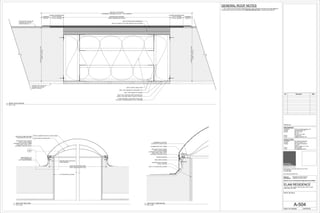 EXISTING BUILT-UP
ROOF MEMBRANCE
NOT TO BE DISTURBED
EXISTING ROOF & SKYLIGHT
CURB ASSEMBLY
1/2" GYPSUM WALL BOARD
NEW VELUX FIXED CM DOME
CURB MOUNTED SKYLIGHT 0.030" ACRYLIC INTERLAYER
WHITE LAMINATED ACRYLIC OUTER DOME
VERIFY DIMENSIONS IN FIELD
EXISTING OUTBOUND CURB
A-504
2
NEW SAFETY RAIL SOURCE
SAFETY ROOF SCREEN
FASTENED TO SKYLIGHT FRAME
WITH STEEL CLIPS 12" O.C.
(STAIRWELL SKYLIGHT ONLY)
NEW 1/2" GYPSUM WALL BOARD
NEW CURB FLASHING
CONDENSATE CONTROL
GUTTER WITH WEEP HOLES
ALUMINUM SKYLIGHT FRAME
THERMAL BARRIER
EXISTING ROOF FLASHING
DO NOT DISTURB
NEW SAFETY RAIL SOURCE
SAFETY ROOF SCREEN
FASTENED TO SKYLIGHT FRAME
WITH STEEL CLIPS 12" O.C.
(STAIRWELL SKYLIGHT ONLY)
I. ANY ALTERATION TO ROOFING DURING REMOVAL AND CONSTRUCTION MUST BE PERFORMED BY
THE BUILDING'S ROOFING CONTRACTOR (YORK RESTORATION CORP.) TO MAINTAIN WARRANTY.
GENERAL ROOF NOTES
NEW TYPE X FIRE RATED 5/8" GYPSUM WALL
BOARD. TAPE AND FINISH TO MATCH CEILING.
NEW 3-5/8" 20ga METAL RUNNER
(VERIFYINFIELD)
EXISTINGROOFSTRUCTURE
EXISTING FIRE RATED 5/8"
GYPSUM WALL BOARD
(VERIFY IN FIELD)
EXISTING FIRE RATED 5/8"
GYPSUM WALL BOARD
(VERIFY IN FIELD)
NEW 3-5/8" 20ga METAL STUDS @12" O.C.
OVERLAP
2" MINIMUM
(TYP ALL AROUND)
EXTEND WATERPROOFING
3" PAST OPENING
(VERIFYINFIELD)
EXISTINGROOFSTRUCTURE
(THICKNESS = EXISTING # OF PLYS + 1 PLY OVERLAP)
NEW BUILT-UP ROOFING
FASTEN FRAMING TO EXISTING STRUCTURE
WITH SELF TAPING SCREWS (TYP ALL AROUND)
NEW R-38 BATT INSULATION
(VERIFY DIMENSIONS IN FIELD)
EXISTING ROOF OPENING
OVERLAP
2" MINIMUM
(TYP ALL AROUND)
EXTEND WATERPROOFING
3" PAST OPENING
NEW (2) LAYERS OF 3/4" FIRE TREATED CDX PLYWOOD
NEW WATERPROOFING MEMBRANE
Scale:
Consultant
Contact
Address
Phone
e-mail
ARCHITCTS PLLC
648 Broadway / Suite 402, New York, NY 10012
T.212.254.5210
F.212.254.4523
www.wilkinsonarchitects.com
New York: Registered Architect 027917-1
Pennsylvania: Registered Architect 402561
National Council of Architectural Registration Board #52853
DOB Barcode
ATOZ Consulting Engineers, PC
Ilya Malyuchenko, P.E.
363 7th Avenue
3rd Floor
New York, NY 10001
212.929.2491
Ilya@atozengineers.com
Consultant
Contact
Address
Phone
e-mail
NYC Building Restoration
Robert M. Hanna, P.E.
9011 Northern Boulevard
Suite 307
Jackson Heights, NY 11372
646-522-0589
rhanna@engineer.com
MECHANICAL
STRUCTURAL
As indicated
A-504
ROOF DETAILS
ELAM RESIDENCE
300 EAST 74TH STREET PENTHOUSE-F/36TH FLOOR
NEW YORK, NY 10021
04/03/2015
No. Description Date
3" = 1'-0"
1
SKYLIGHT SECTION
6" = 1'-0"
2
SKYLIGHT CURB DETAIL
6" = 1'-0"
3
ROOF PATCH DETAIL
 