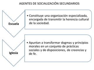 AGENTES DE SOCIALIZACIÓN SECUNDARIOS
 