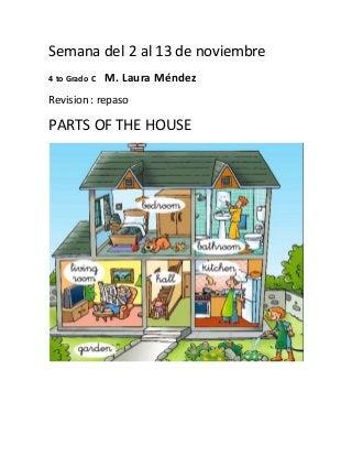 Semana del 2 al 13 de noviembre
4 to Grado C M. Laura Méndez
Revision : repaso
PARTS OF THE HOUSE
 