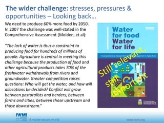 Innovations in water management for agriculture: New pathways, future challenges