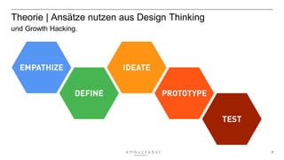 7
Theorie | Ansätze nutzen aus Design Thinking
und Growth Hacking.
 