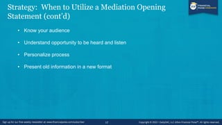 Conducting the Mediation | PDF