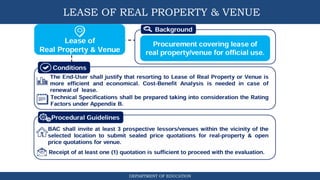 DEPARTMENT OF EDUCATION
LEASE OF REAL PROPERTY & VENUE
 