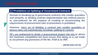 DEPARTMENT OF EDUCATION
GENERAL GUIDELINES
 