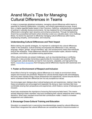 Anand Muni’s Tips for Managing Cultural Differences in Teams.docx
