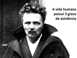 A vida humana 
possui 3 graus 
de existência 
 