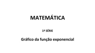 MATEMÁTICA
1ª SÉRIE
Gráfico da função exponencial
 