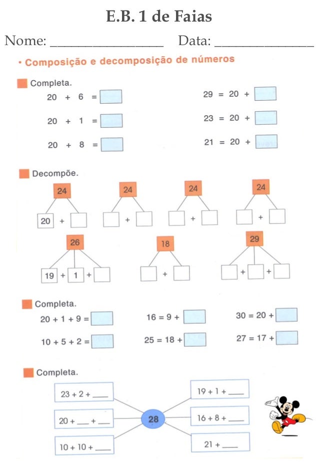 2º ano matemática - ficha de trabalho - composição e decom