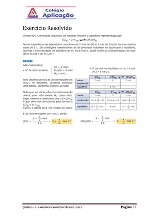 QUÍMICA – 2º ANO DO ENSINO MÉDIO TÉCNICO - 2015 Página 37
Exercício Resolvido
 