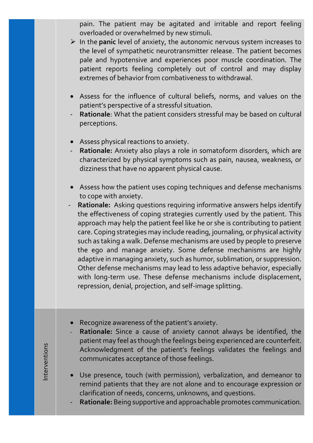 Anxiety Nursing Care Plan | PDF | First Aid | Injuries