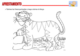 Delinea las líneas punteadas y luego colorea el dibujo.
 