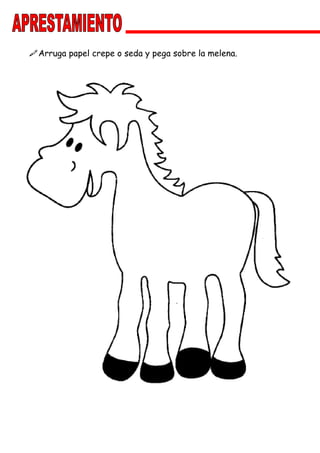 Arruga papel crepe o seda y pega sobre la melena.
 