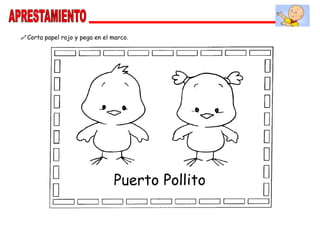 Corta papel rojo y pega en el marco.
 