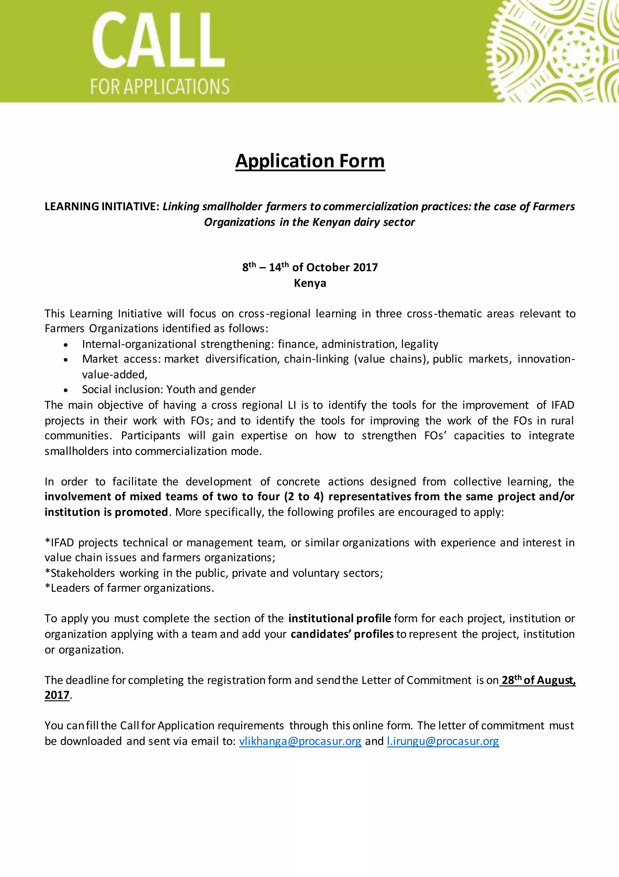 2 application form lr farmers organizations in esa 2017 | PDF