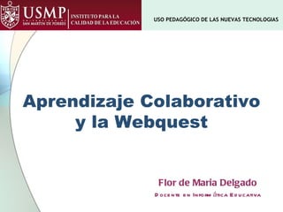Aprendizaje Colaborativo y la Webquest Flor de Maria Delgado Docente en Informática Educativa USO PEDAGÓGICO DE LAS NUEVAS TECNOLOGIAS 