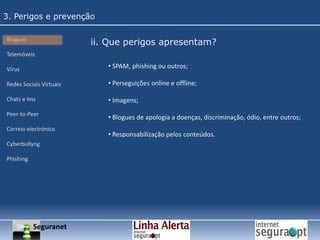 1. As possibilidades da Internet (2)Nos dias que correm a Internet é uma ferramenta que permite ao utilizador efectuar múltiplas tarefas:Pesquisar informação;