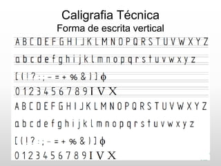 Caligrafia Técnica
Forma de escrita vertical
 