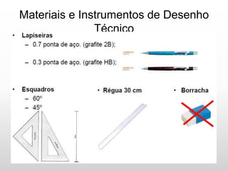 Materiais e Instrumentos de Desenho
Técnico
 