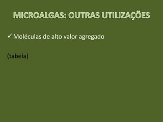 Moléculas de alto valor agregado
(tabela)
 