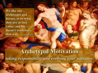 Archetypal Motivation taking responsibility and evolving your narrative We like our archetypes and heroes, to be what they are at face value; and life doesn't work out that way.  - Laura Dern 