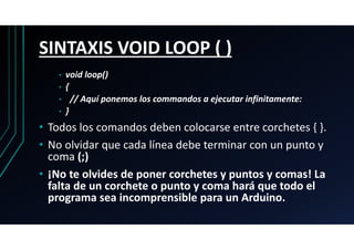 ARDUINO TIPOS VOID LOOP VOID SETUP SINTAXIS VARIABLES | PDF
