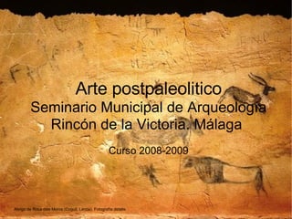 Arte postpaleolitico Seminario Municipal de Arqueología Rincón de la Victoria. Málaga  Curso 2008-2009 Abrigo de Roca dels Moros (Cogull, Lérida). Fotografía detalle 
