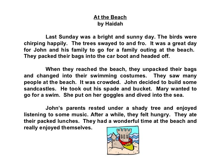 Descriptive writing about the beach