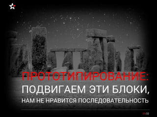 20/22
ПРОТОТИПИРОВАНИЕ:
ПОДВИГАЕМ ЭТИ БЛОКИ,
НАМ НЕ НРАВИТСЯ ПОСЛЕДОВАТЕЛЬНОСТЬ
 