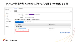 IAMユーザを作り AthenaにアクセスできるRoleを付与する
45
 