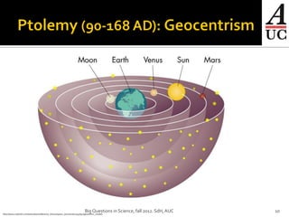 Big Questions in Science, fall 2012. SdH, AUC   10
http://www.redorbit.com/education/reference_library/space_1/universe/2574692/geocentric_model/
 