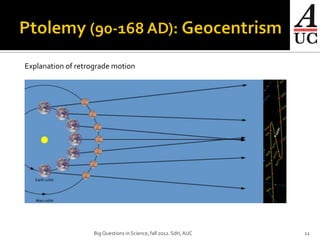 Explanation of retrograde motion




                    Big Questions in Science, fall 2012. SdH, AUC   12
 