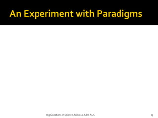 Big Questions in Science, fall 2012. SdH, AUC   23
 
