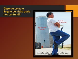 Observe como o
ângulo de visão pode
nos confundir
 