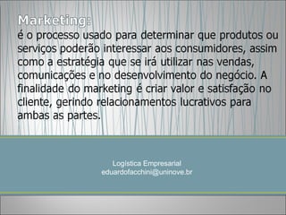 Logística Empresarial
eduardofacchini@uninove.br
 
