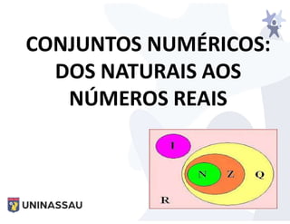 CONJUNTOS NUMÉRICOS:
DOS NATURAIS AOS
NÚMEROS REAIS
 