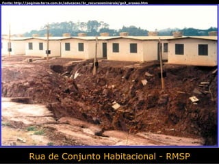 Fonte: http://paginas.terra.com.br/educacao/br_recursosminerais/ge2_erosao.htm




              Rua de Conjunto Habitacional - RMSP
 