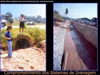 Fonte: http://paginas.terra.com.br/educacao/br_recursosminerais




    Comprometimento dos Sistemas de Drenagem
 