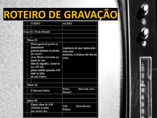 DIREÇÃO DE PROGRAMAS

ROTEIRO DE GRAVAÇÃO

 
