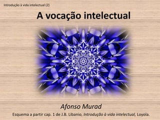Introdução à vida intelectual (2)


                       A vocação intelectual




                                    Afonso Murad
      Esquema a partir cap. 1 de J.B. Libanio, Introdução à vida intelectual, Loyola.
 