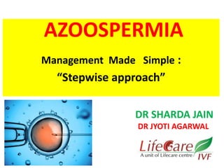 AZOOSPERMIA
Management Made Simple :
“Stepwise approach”
DR SHARDA JAIN
DR JYOTI AGARWAL
 