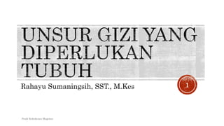 Rahayu Sumaningsih, SST., M.Kes
Prodi Kebidanan Magetan
1
 