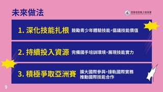 【懶人包】20201112勞動部：「國際技能競賽推動成效」報告